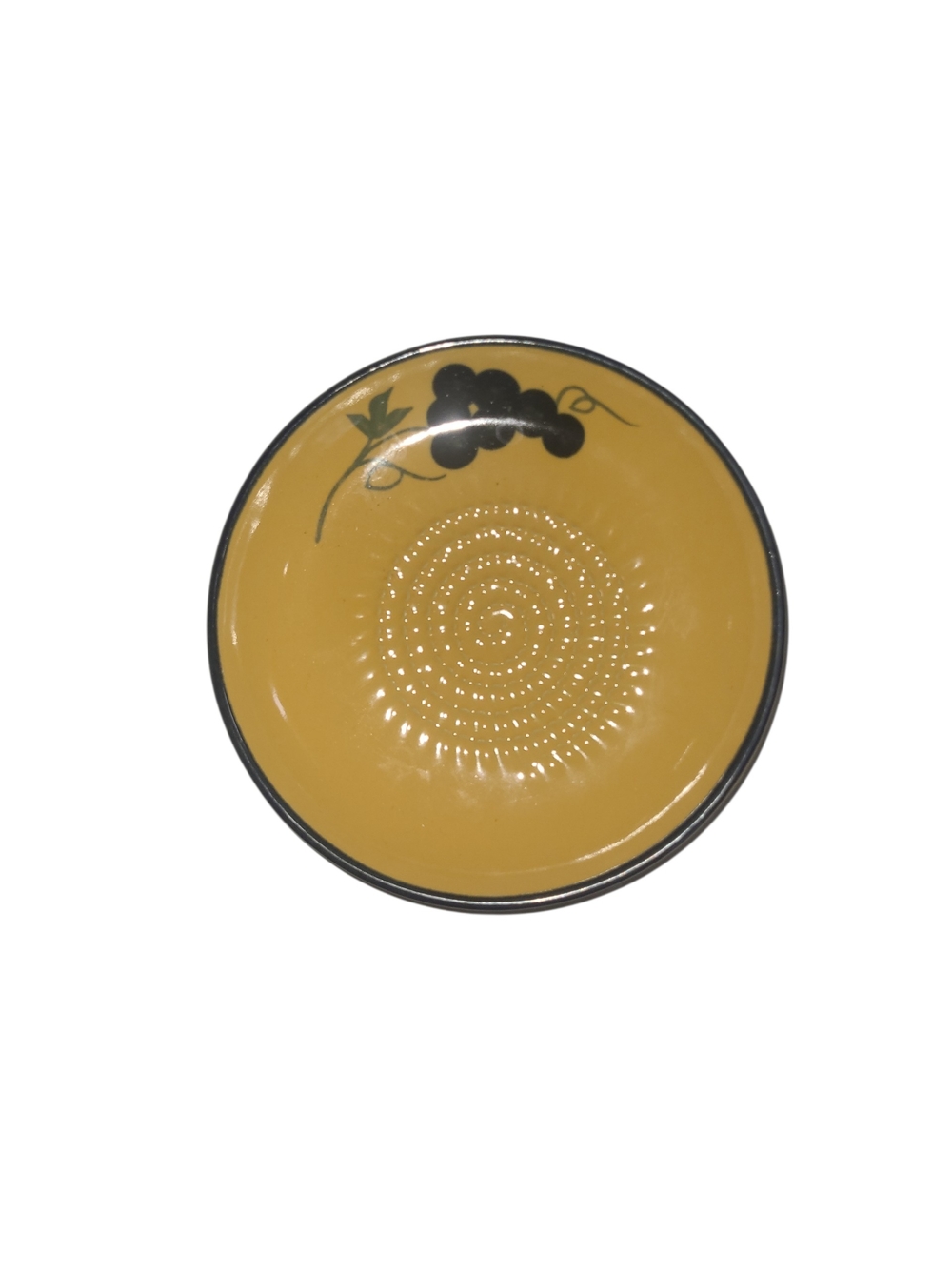 Yellow Ceramic Ginger , Garlic Grating Plate  with Grapevine Accent